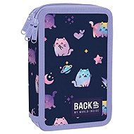 DERFORM BackUP Three-Compartment Filled Pencil Case - Space Cats - Pencil Case