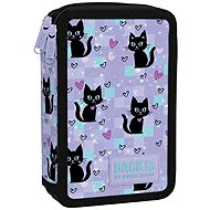 DERFORM Double-Compartment Pencil Case with Equipment BackUP - Black Cats - Pencil Case