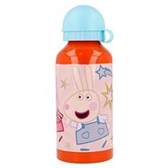 Alum Hliníková fľaša na pitie Prasiatko Pepa 400 ml – oranžová / modrá - Detská fľaša na pitie