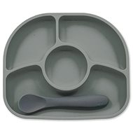 BBLÜV Silicone plate with spoon Yümi Grey - Children's Plate