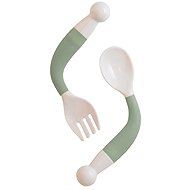 Bo Jungle Bendable Spoon and Fork Jade - Children's Cutlery