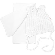 Baby Nellys Winter Hat with Ties and Scarf, White - Winter Hat
