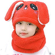Excellent Warm hat and neck warmer set – Red bunny - Children's Hat