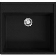 SHUMEE Kuchyňský dřez s přepadem černý žula 530 - Ceramic Sink