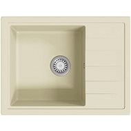 SHUMEE Kuchyňský dřez s přepadem oválný béžový žula - Ceramic Sink