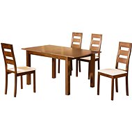 Jídelní set MILLER BU, hnědé moření, stůl 120-150 x 80, 4 židle - Jídelní set