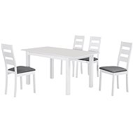 Jídelní set MILLER Bu, bílý, stůl 120-150 x 80 cm, 4 židle - Jídelní set