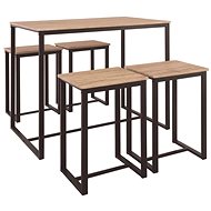 Barový set HENRY, dekor dub/černý, stůl 100 x 60 cm, 4 stoličky - Jídelní set