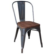 Kovová židle RELIX antique černá, dřevěný sedák - Jídelní židle