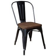 RELIX fém szék fekete, fa ülőlap - Étkezőszék