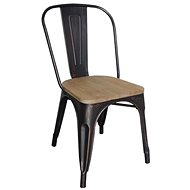 Kovová židle RELIX antique černá, dřevěný sedák - Jídelní židle