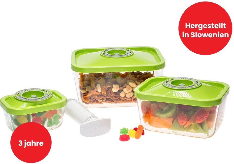 Status 4-teiliges Set von Vakkum-Boxen, GLAS, GRÜN - Dosen-Set