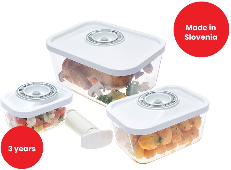 STATUS 4-piece set of glass vacuum jars 181021, white - Food Container Set