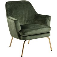 Armchair with Brass Base Rika, Green - Armchair