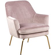 Armchair with Brass Base Rika, Pink - Armchair