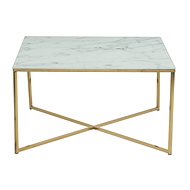 Macklin Coffee Table, 80cm, Light Marble /Clear - Coffee Table