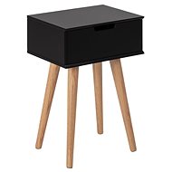 Bedside table with drawer Marika, 61.5 cm, black - Night Stand