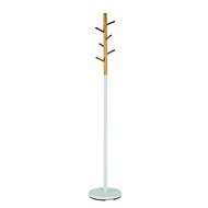 Dylan Stand Coat Rack, 175cm, White/Bamboo - Coat Hanger