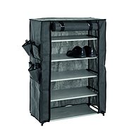 Pauly Textile Shoe Rack, 90cm, Grey/Black - Shoe Rack
