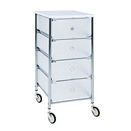 Julda Shelf with 4 Drawers, 73cm, White/Silver - Shelving Unit