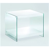 Bedside table Gero I., 45 cm, white / clear - Night Stand