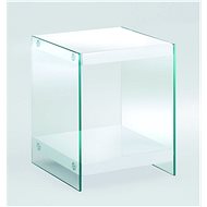 Bedside Table Gero II., 45cm, White/Clear - Night Stand