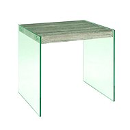 Heron Side Table, 43cm, Clear/Oak - Side Table