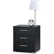 Bedside table with 3 drawers Nora, 50 cm, black - Night Stand