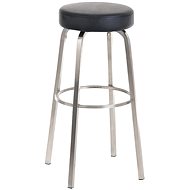 Karela Bar Stool with Stainless Steel Base, Black - Bar Stool