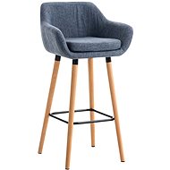 Bar stool with wooden base Marina textile blue - Bar Stool