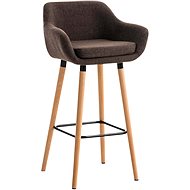 Bar stool with wooden base Marina textile brown - Bar Stool