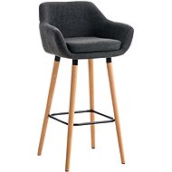 Bar stool with wooden base Marina textile dark gray - Bar Stool