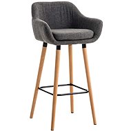 Bar stool with wooden base Marina textile gray - Bar Stool