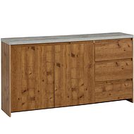 Mecan I. Danish Style Chest of Drawers, 150cm, Concrete/Oak - Chest of Drawers