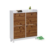 Danish Style Livat Shoe Rack, 100cm, White/Oak - Shoe Rack