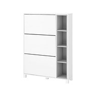 Danish Style Shoe Rack Paker, 130cm, White/Grey - Shoe Rack