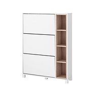 Danish Style Shoe Paker, 130cm, White/Oak - Shoe Rack