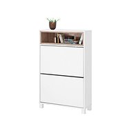 Danish Style Paker Shoe Rack, 110cm, White/Oak - Shoe Rack