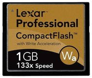 LEXAR Compact Flash 1GB 133x Professional Write Acceleration - Memory Card