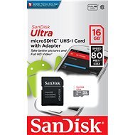 SanDisk MicroSDHC 16 GB Ultra Android Class 10 UHS-I  + SD adaptér - Pamäťová karta