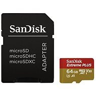 SanDisk MicroSDXC 64GB Extreme Plus Class 10 UHS-I (V30) + SD adapter - Memóriakártya