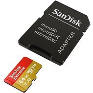 SanDisk MicroSDXC 64GB Extreme A2 UHS-I (V30) U3 + SD adapter - Memóriakártya