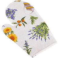 Bellatex Handkerchief Ema 28 × 18 cm 66/561, lavender with teapot - Oven Mitt