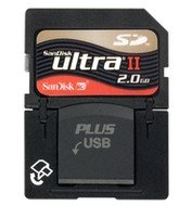 SanDisk Secure Digital 2GB Ultra II Plus 60x USB - možnost přímého připojení do USB portu bez čtečky - Memory Card