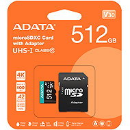 ADATA MicroSDXC 512GB Premier Pro + SD adapter - Memory Card
