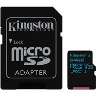 Kingston Canvas Go! MicroSDXC 64GB UHS-I U3 + SD adapter - Memóriakártya