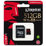 Kingston Canvas React MicroSDXC 512GB A1 UHS-I V30 + SD Adapter - Memory Card