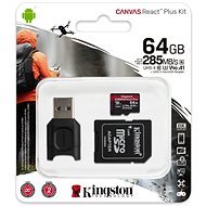 Kingston Canvas React MicroSDXC 64GB + SD Adapter & Card Reader - Memory Card