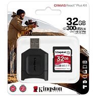 Kingston Canvas React Plus SDHC 32GB + SD kártya-adapter és kártyaolvasó - Memóriakártya