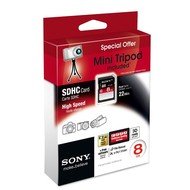 SONY Secure Digital 8GB SDHC Class 4 + stativ - Speicherkarte